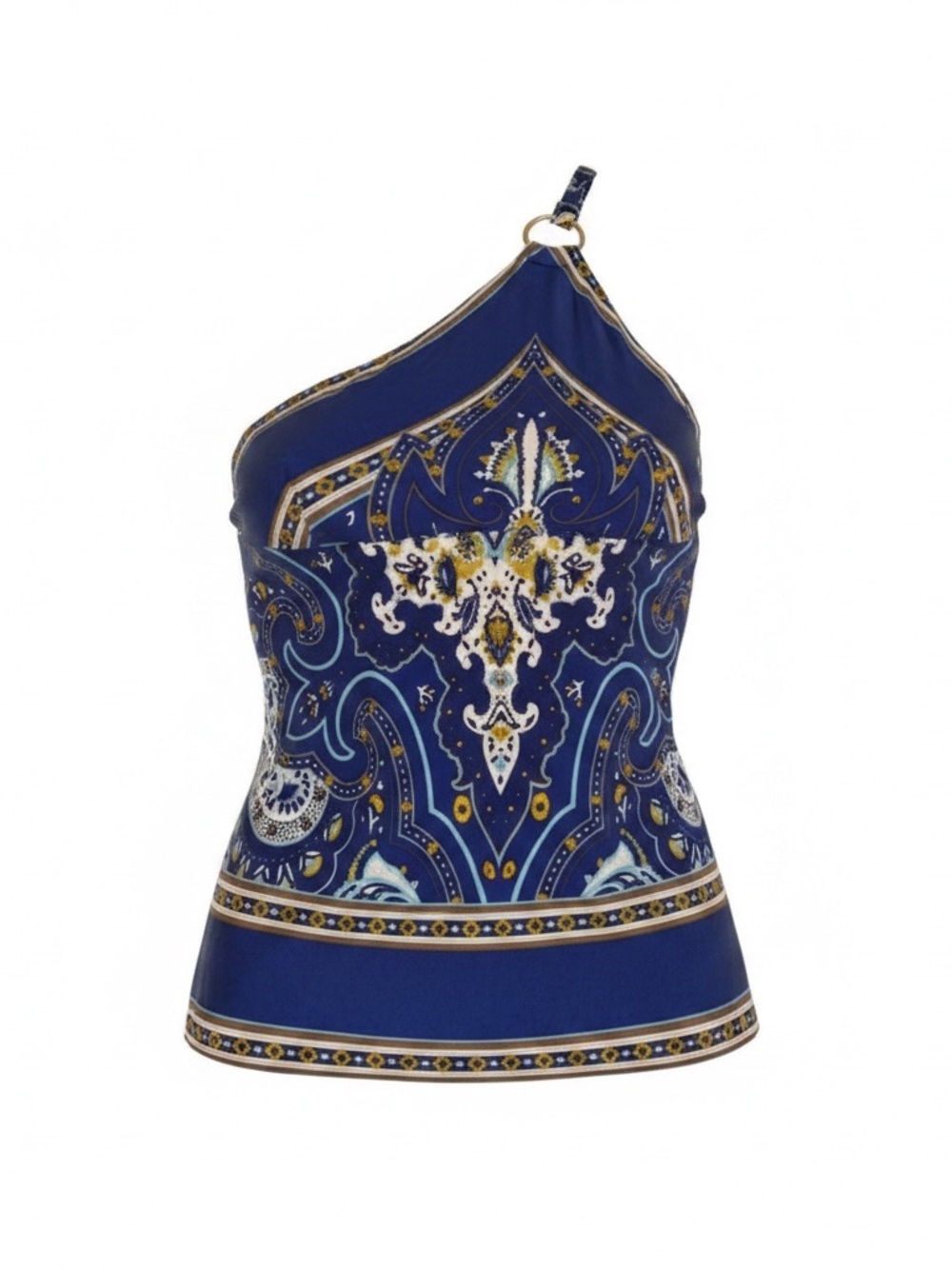 Arden B Blue Paisley One-Shoulder Blouse